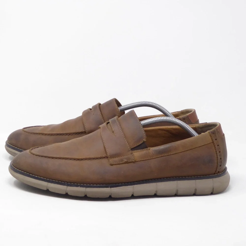 Johnston & Murphy Mens Holden Penny Loafer Brown Leather Memory Foam 11M 20-2020